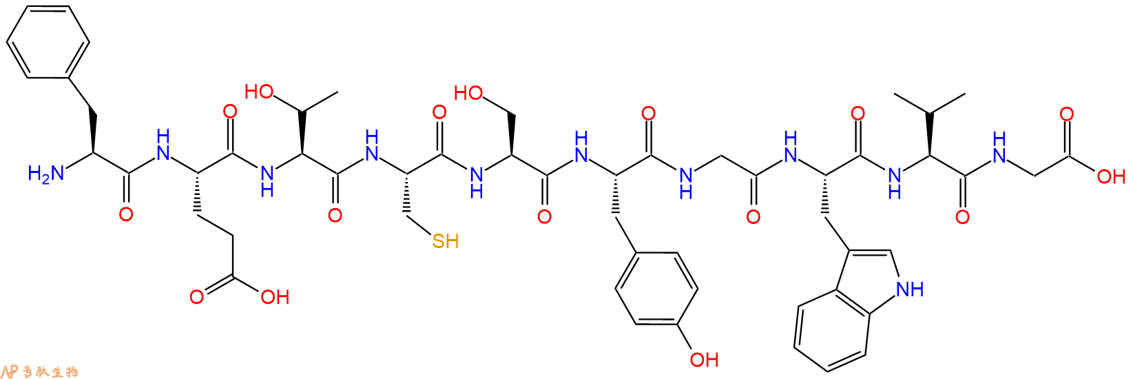 专肽生物产品H2N-Phe-Glu-Thr-Cys-Ser-Tyr-Gly-Trp-Val-Gly-OH