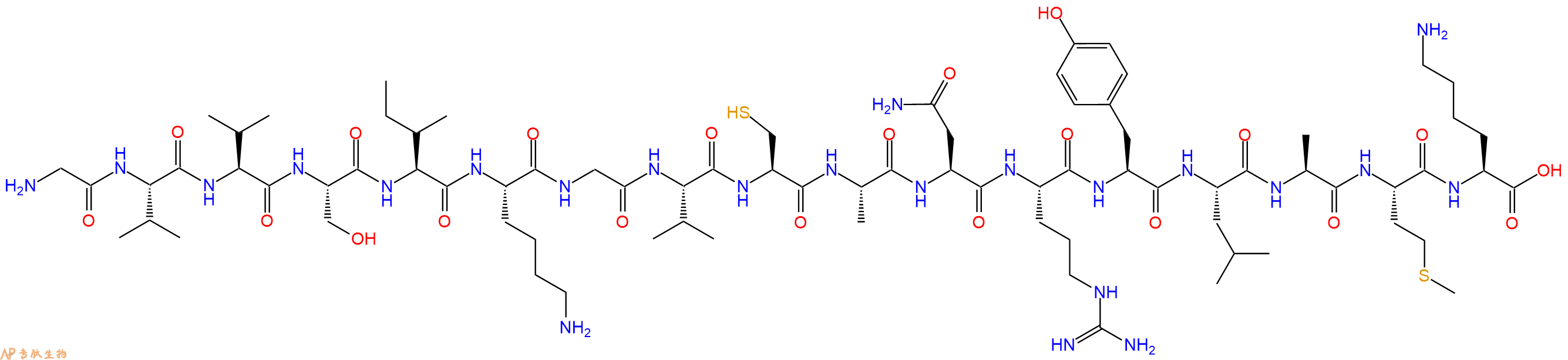 专肽生物产品H2N-Gly-Val-Val-Ser-Ile-Lys-Gly-Val-Cys-Ala-Asn-Arg-Tyr-Leu-Ala-Met-Lys-OH
