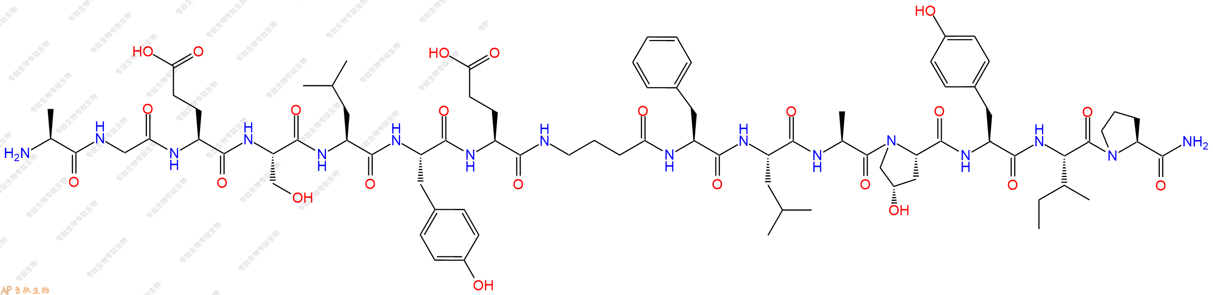 专肽生物产品H2N-Ala-Gly-Glu-Ser-Leu-Tyr-Glu-Gaba-Phe-Leu-Ala-Hyp-Tyr-Ile-Pro-NH2