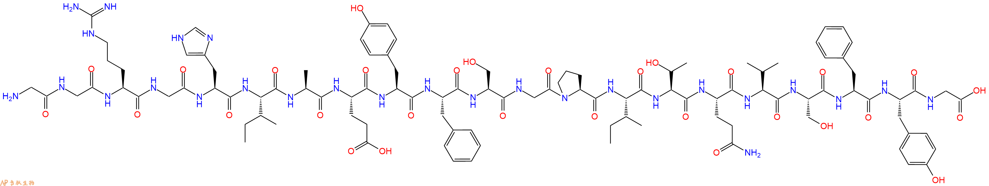专肽生物产品H2N-Gly-Gly-Arg-Gly-His-Ile-Ala-Glu-Tyr-Phe-Ser-Gly-Pro-Ile-Thr-Gln-Val-Ser-Phe-Tyr-Gly-OH
