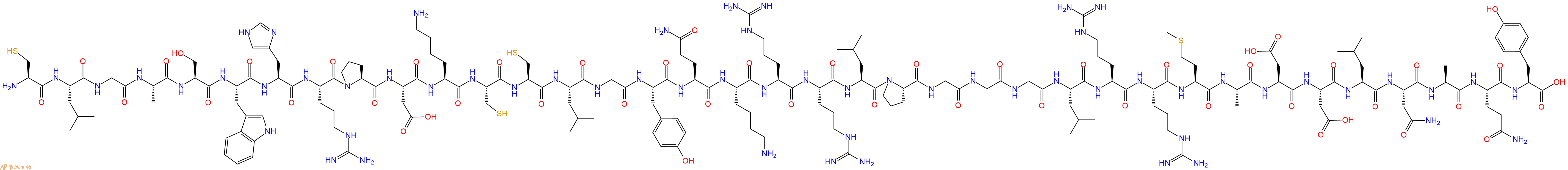 专肽生物产品H2N-Cys-Leu-Gly-Ala-Ser-Trp-His-Arg-Pro-Asp-Lys-Cys-Cys-Leu-Gly-Tyr-Gln-Lys-Arg-Arg-Leu-Pro-Gly-Gly-Gly-Leu-Arg-Arg-Met-Ala-Asp-Asp-Leu-Asn-Ala-Gln-Tyr-OH