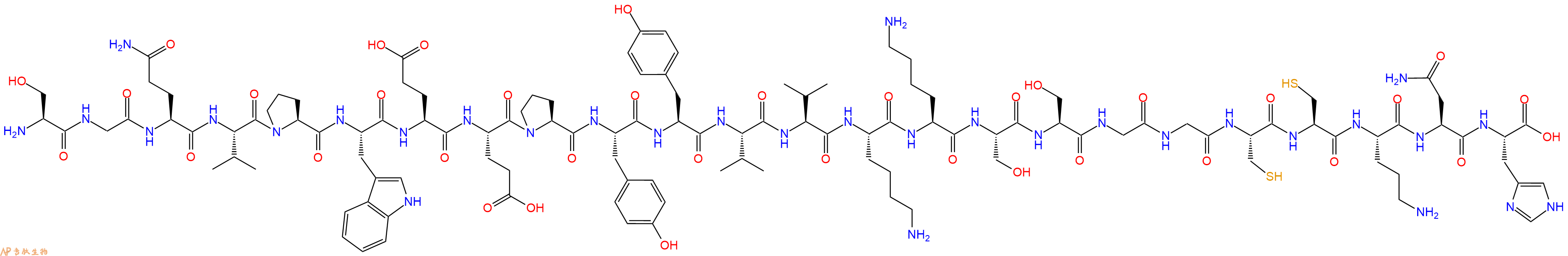 专肽生物产品H2N-Ser-Gly-Gln-Val-Pro-Trp-Glu-Glu-Pro-Tyr-Tyr-Val-Val-Lys-Lys-Ser-Ser-Gly-Gly-Cys-Cys-Orn-Asn-His-OH