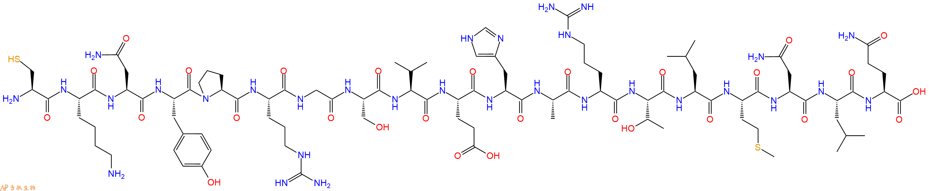 专肽生物产品H2N-Cys-Lys-Asn-Tyr-Pro-Arg-Gly-Ser-Val-Glu-His-Ala-Arg-Thr-Leu-Met-Asn-Leu-Gln-OH
