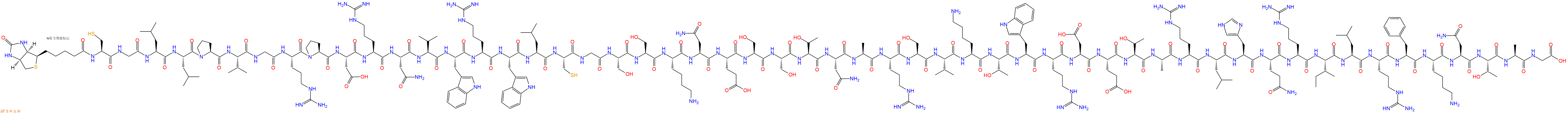 专肽生物产品Biotinyl-Cys-Gly-Leu-Leu-Pro-Val-Gly-Arg-Pro-Asp-Arg-Asn-Val-Trp-Arg-Trp-Leu-Cys-Gly-Ser-Ser-Lys-Asn-Glu-Ser-Ser-Thr-Asn-Ala-Arg-Ser-Val-Lys-Thr-Trp-Arg-Asp-Glu-Thr-Ala-Arg-Leu-His-Gln-Arg-Ile-Leu-Arg-Phe-Lys-Asn-Thr-Ala-Gly-OH