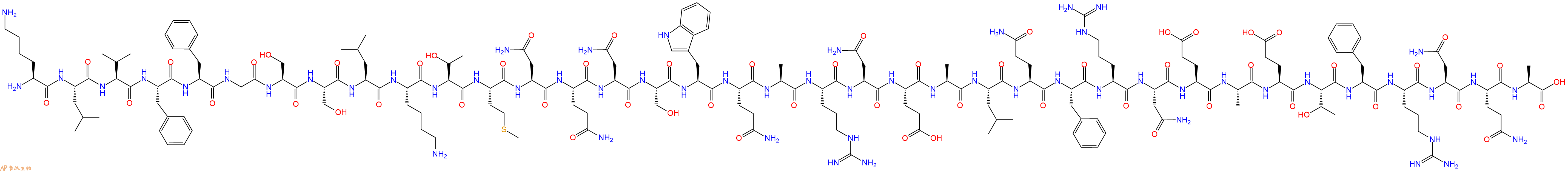 专肽生物产品H2N-Lys-Leu-Val-Phe-Phe-Gly-Ser-Ser-Leu-Lys-Thr-Met-Asn-Gln-Asn-Ser-Trp-Gln-Ala-Arg-Asn-Glu-Ala-Leu-Gln-Phe-Arg-Asn-Glu-Ala-Glu-Thr-Phe-Arg-Asn-Gln-Ala-OH