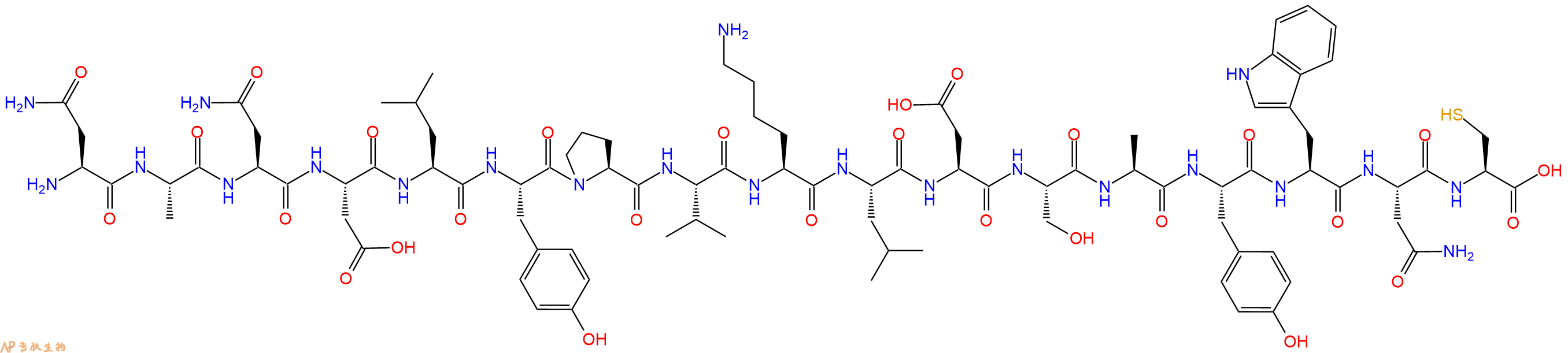 专肽生物产品H2N-Asn-Ala-Asn-Asp-Leu-Tyr-Pro-Val-Lys-Leu-Asp-Ser-Ala-Tyr-Trp-Asn-Cys-OH