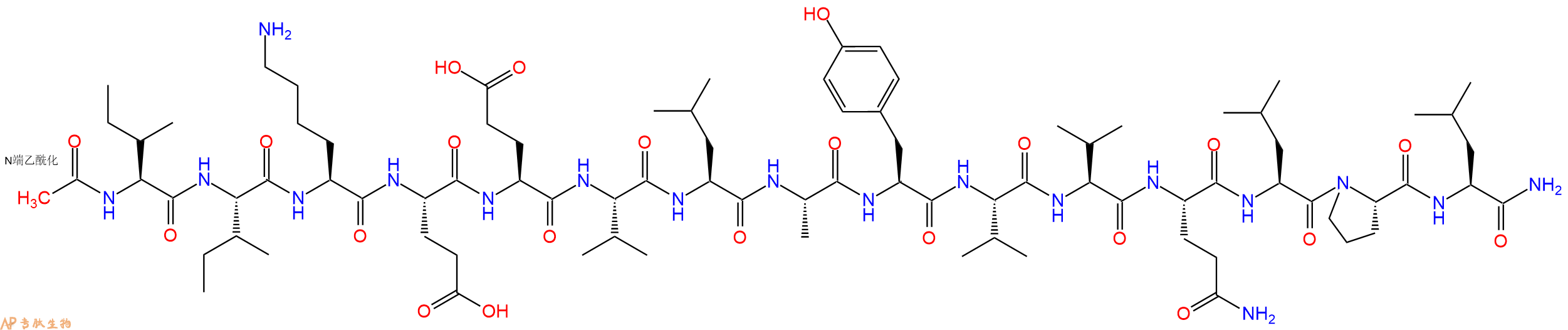 专肽生物产品Ac-Ile-Ile-Lys-Glu-Glu-Val-Leu-Ala-Tyr-Val-Val-Gln-Leu-Pro-Leu-NH2
