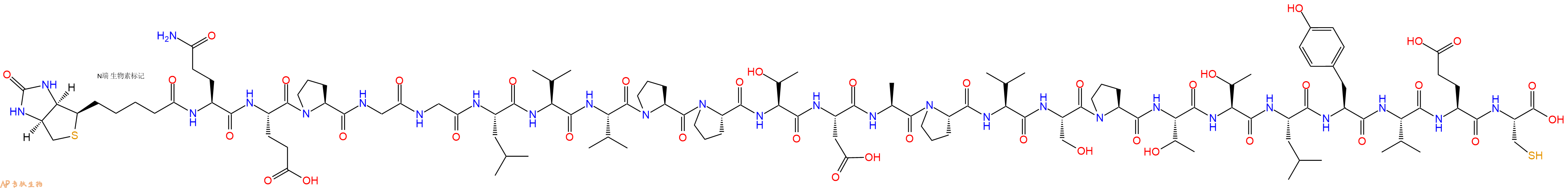 专肽生物产品Biotinyl-Gln-Glu-Pro-Gly-Gly-Leu-Val-Val-Pro-Pro-Thr-Asp-Ala-Pro-Val-Ser-Pro-Thr-Thr-Leu-Tyr-Val-Glu-Cys-OH