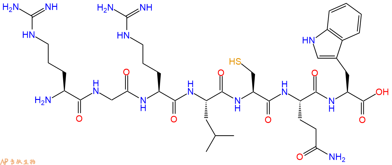 专肽生物产品H2N-Arg-Gly-Arg-Leu-Cys-Gln-Trp-OH