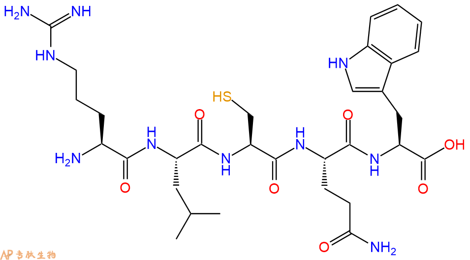 专肽生物产品H2N-Arg-Leu-Cys-Gln-Trp-OH