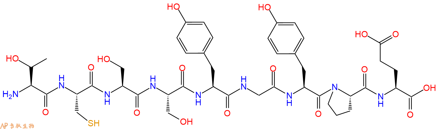专肽生物产品H2N-Thr-Cys-Ser-Ser-Tyr-Gly-Tyr-Pro-Glu-OH