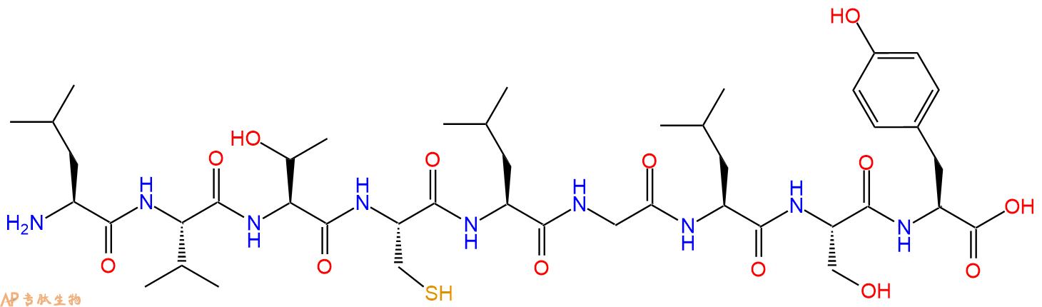 专肽生物产品H2N-Leu-Val-Thr-Cys-Leu-Gly-Leu-Ser-Tyr-OH