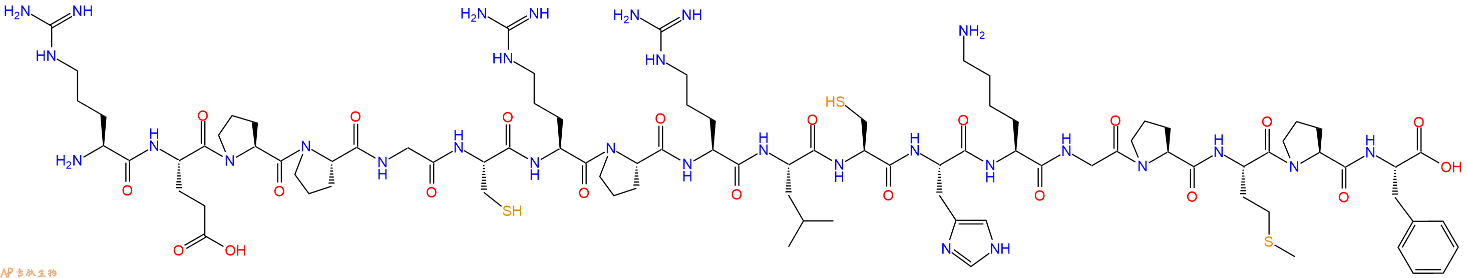 专肽生物产品H2N-Arg-Glu-Pro-Pro-Gly-Cys-Arg-Pro-Arg-Leu-Cys-His-Lys-Gly-Pro-Met-Pro-Phe-OH