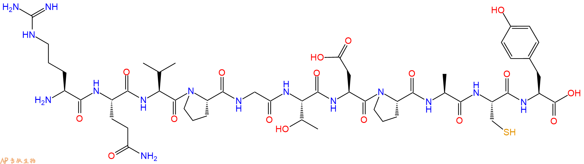 专肽生物产品H2N-Arg-Gln-Val-Pro-Gly-Thr-Asp-Pro-Ala-Cys-Tyr-OH
