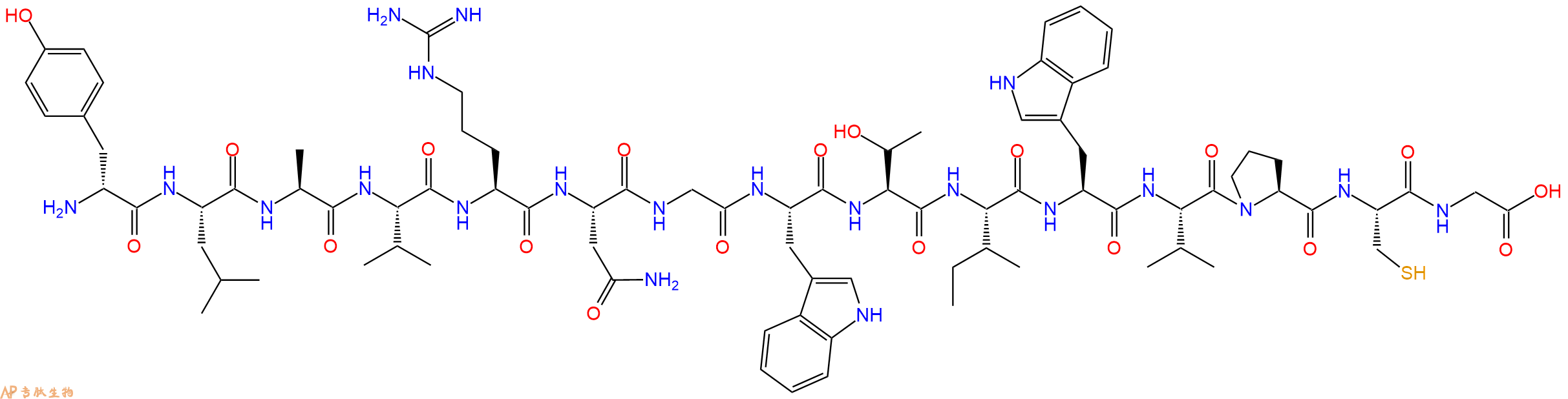 专肽生物产品H2N-DTyr-Leu-Ala-Val-Arg-Asn-Gly-Trp-Thr-Ile-Trp-Val-Pro-Cys-Gly-OH