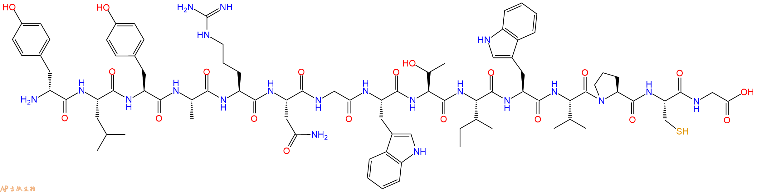 专肽生物产品H2N-DTyr-Leu-Tyr-Ala-Arg-Asn-Gly-Trp-Thr-Ile-Trp-Val-Pro-Cys-Gly-OH