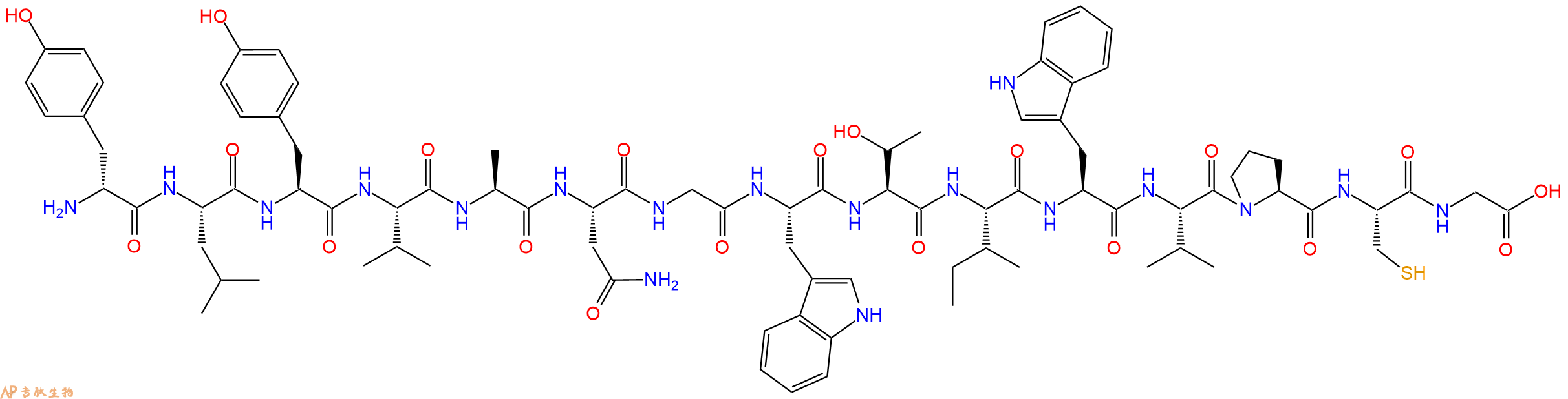 专肽生物产品H2N-DTyr-Leu-Tyr-Val-Ala-Asn-Gly-Trp-Thr-Ile-Trp-Val-Pro-Cys-Gly-OH