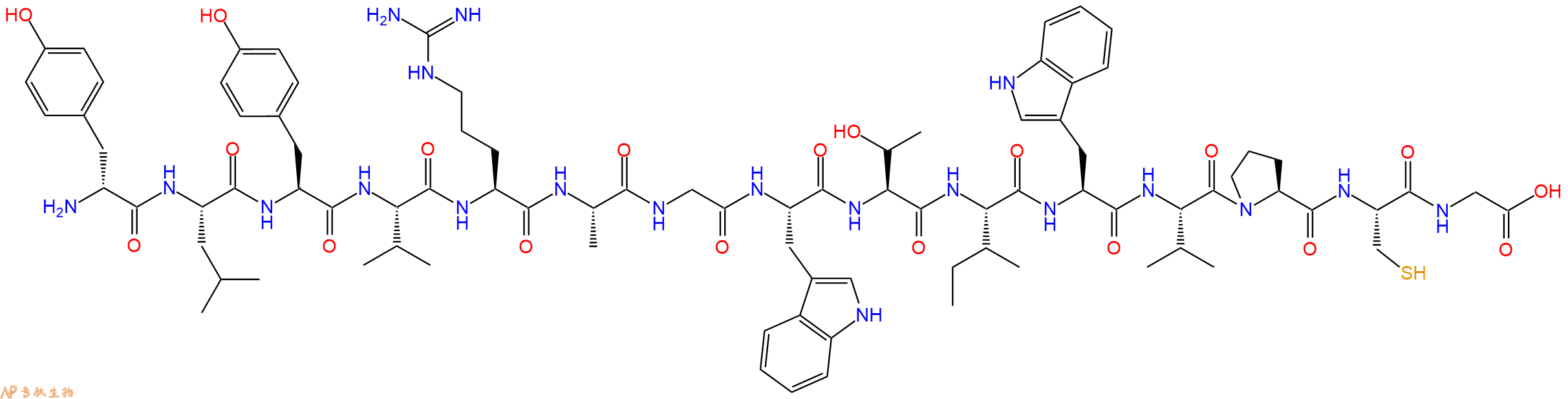 专肽生物产品H2N-DTyr-Leu-Tyr-Val-Arg-Ala-Gly-Trp-Thr-Ile-Trp-Val-Pro-Cys-Gly-OH