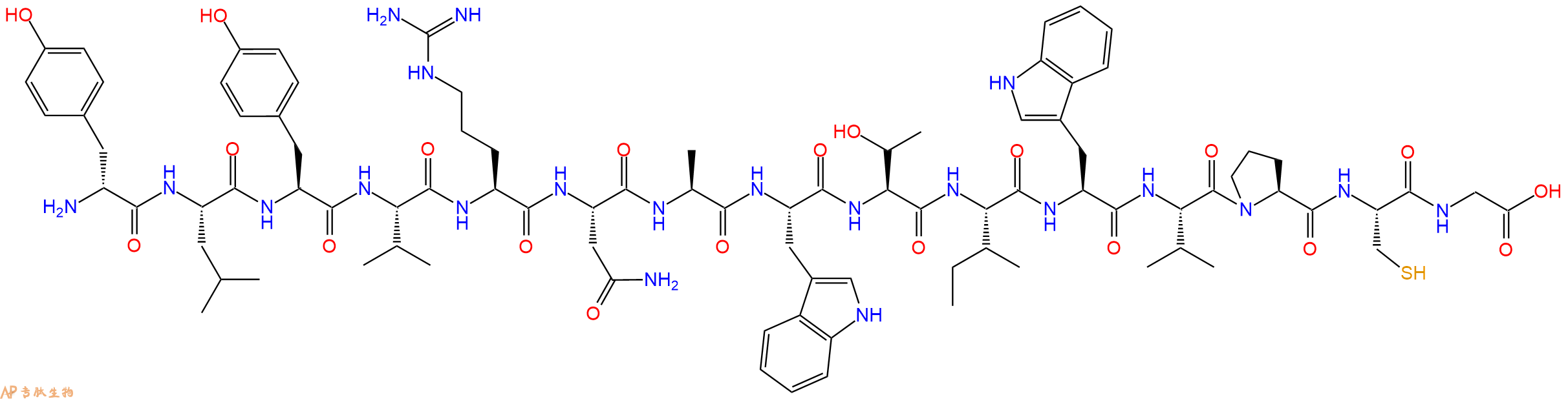 专肽生物产品H2N-DTyr-Leu-Tyr-Val-Arg-Asn-Ala-Trp-Thr-Ile-Trp-Val-Pro-Cys-Gly-OH