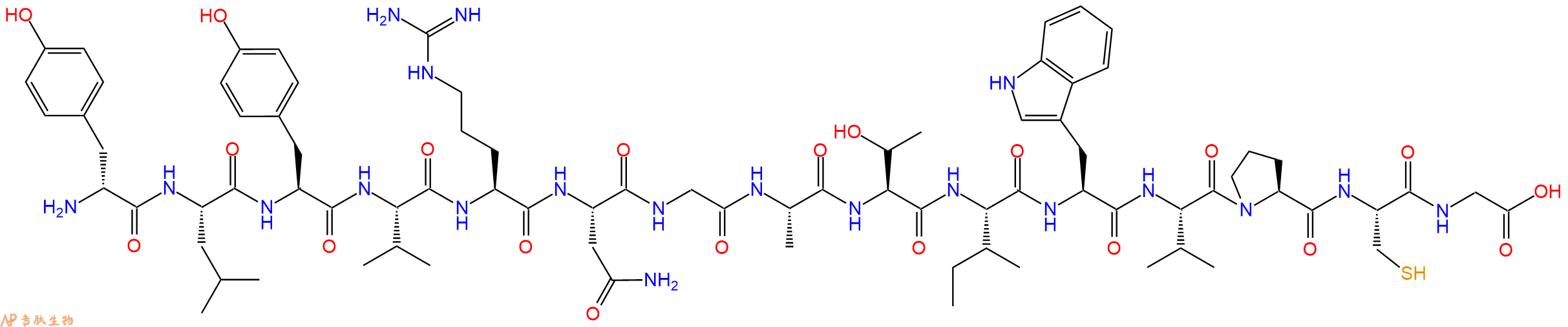 专肽生物产品H2N-DTyr-Leu-Tyr-Val-Arg-Asn-Gly-Ala-Thr-Ile-Trp-Val-Pro-Cys-Gly-OH