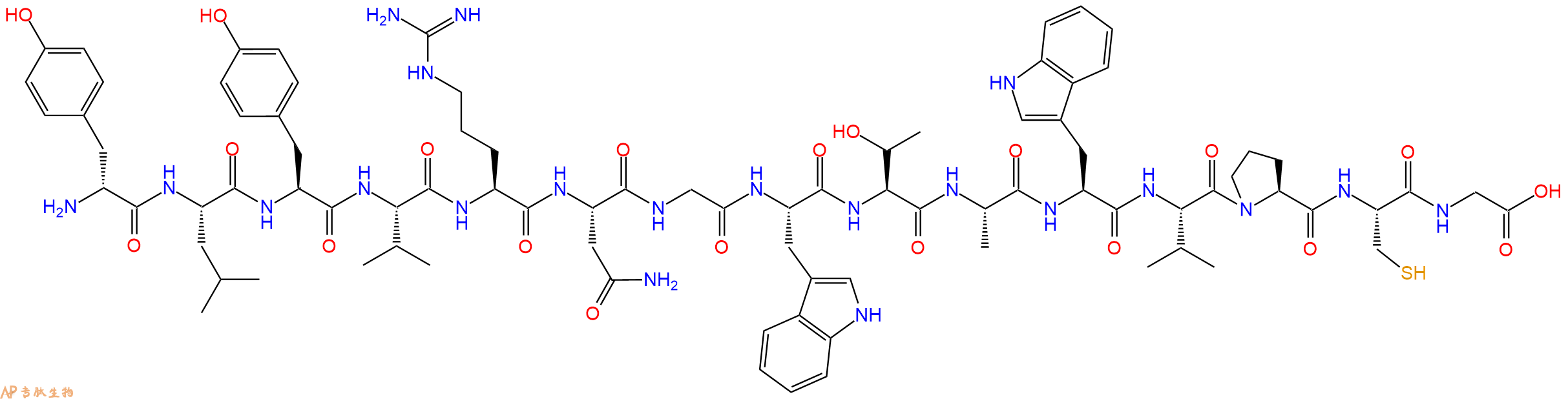 专肽生物产品H2N-DTyr-Leu-Tyr-Val-Arg-Asn-Gly-Trp-Thr-Ala-Trp-Val-Pro-Cys-Gly-OH