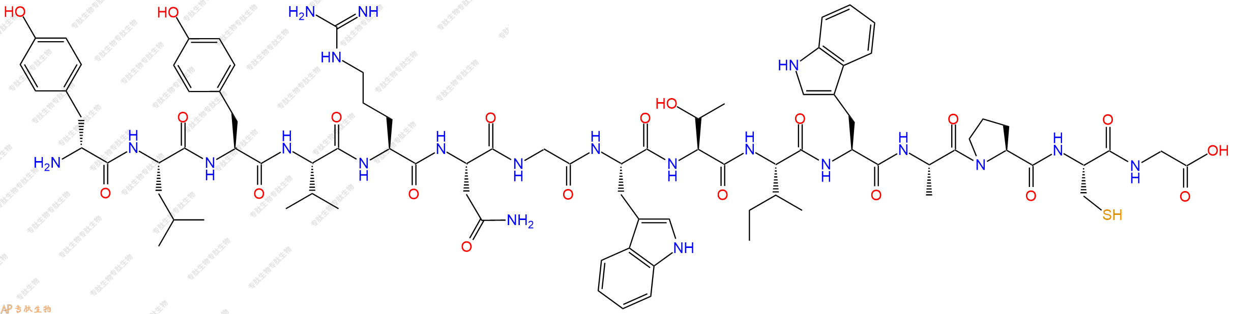 专肽生物产品H2N-DTyr-Leu-Tyr-Val-Arg-Asn-Gly-Trp-Thr-Ile-Trp-Ala-Pro-Cys-Gly-OH