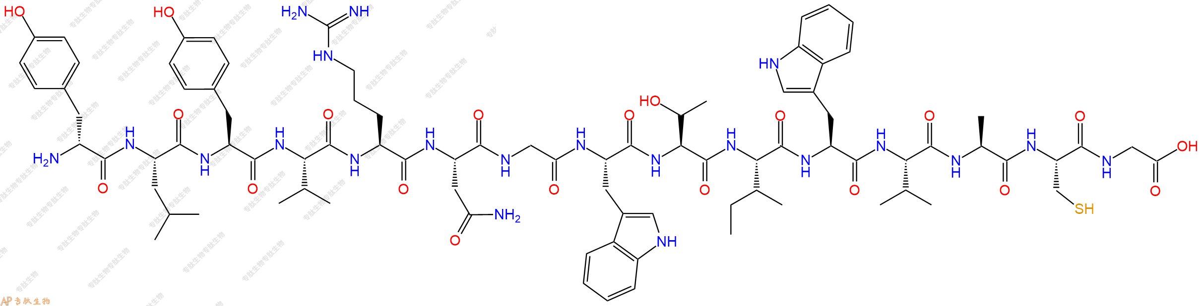 专肽生物产品H2N-DTyr-Leu-Tyr-Val-Arg-Asn-Gly-Trp-Thr-Ile-Trp-Val-Ala-Cys-Gly-OH