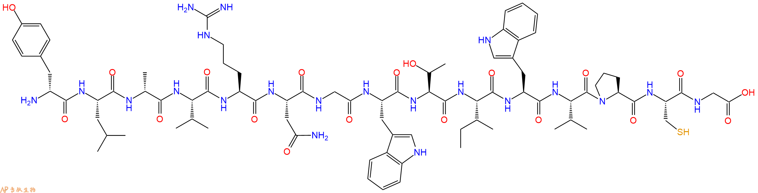 专肽生物产品H2N-DTyr-Leu-DAla-Val-Arg-Asn-Gly-Trp-Thr-Ile-Trp-Val-Pro-Cys-Gly-OH