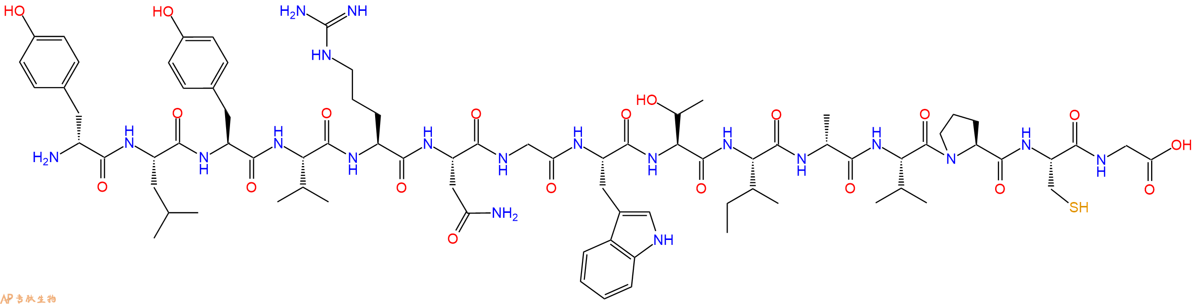 专肽生物产品H2N-DTyr-Leu-Tyr-Val-Arg-Asn-Gly-Trp-Thr-Ile-DAla-Val-Pro-Cys-Gly-OH