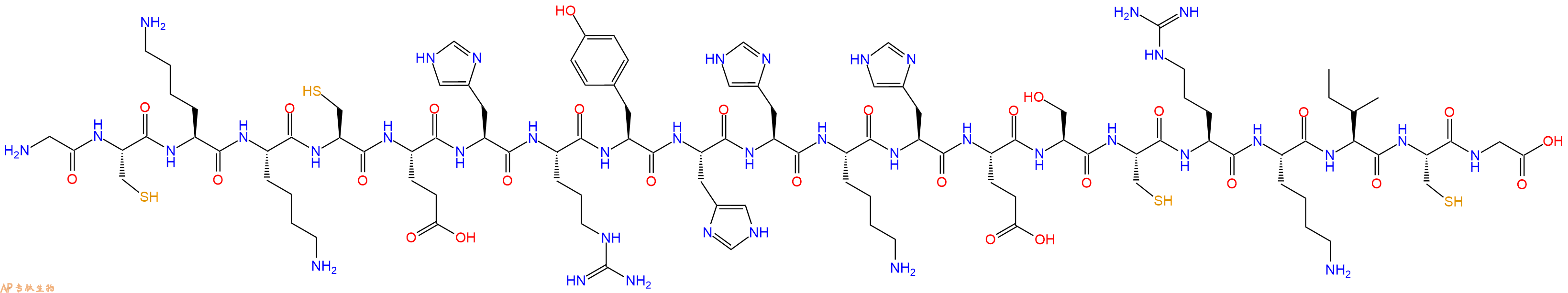 专肽生物产品H2N-Gly-Cys-Lys-Lys-Cys-Glu-His-Arg-Tyr-His-His-Lys-His-Glu-Ser-Cys-Arg-Lys-Ile-Cys-Gly-OH