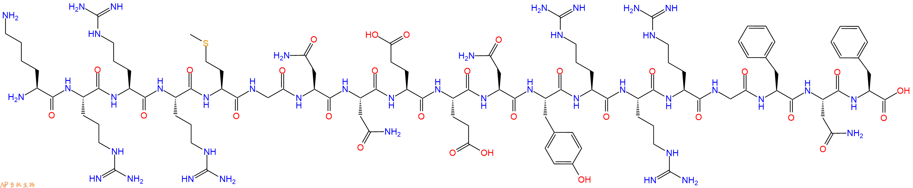 专肽生物产品H2N-Lys-Arg-Arg-Arg-Met-Gly-Asn-Asn-Glu-Glu-Asn-Tyr-Arg-Arg-Arg-Gly-Phe-Asn-Phe-OH