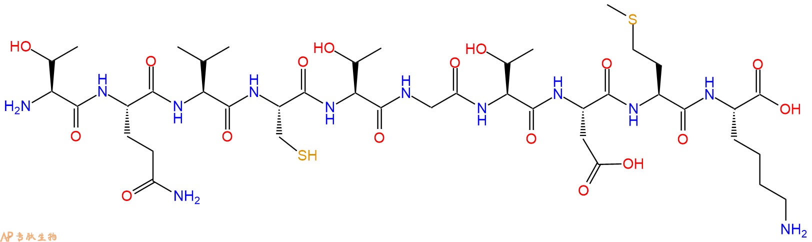 专肽生物产品H2N-Thr-Gln-Val-Cys-Thr-Gly-Thr-Asp-Met-Lys-OH