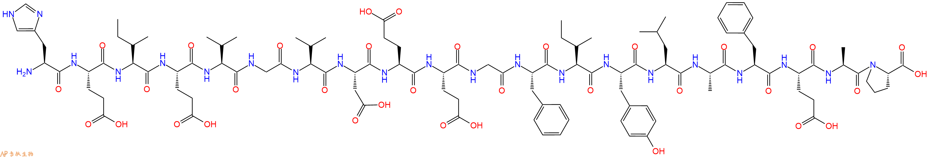 专肽生物产品H2N-His-Glu-Ile-Glu-Val-Gly-Val-Asp-Glu-Glu-Gly-Phe-Ile-Tyr-Leu-Ala-Phe-Glu-Ala-Pro-OH