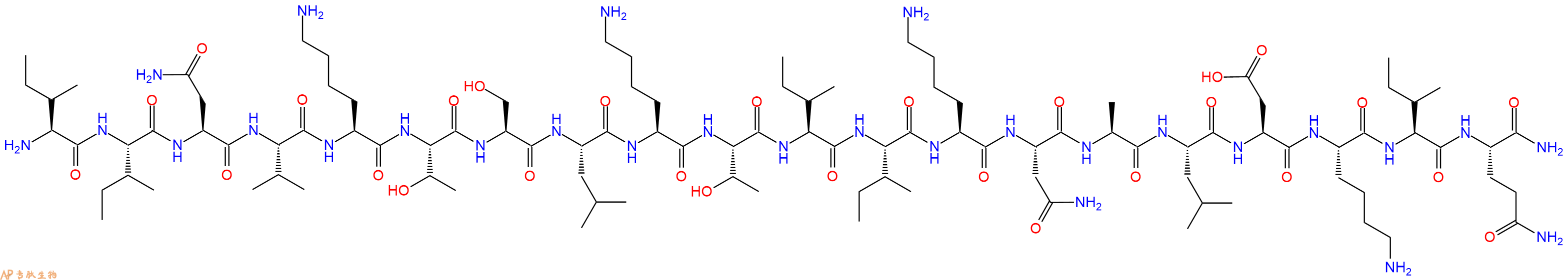 专肽生物产品H2N-Ile-Ile-Asn-Val-Lys-Thr-Ser-Leu-Lys-Thr-Ile-Ile-Lys-Asn-Ala-Leu-Asp-Lys-Ile-Gln-NH2
