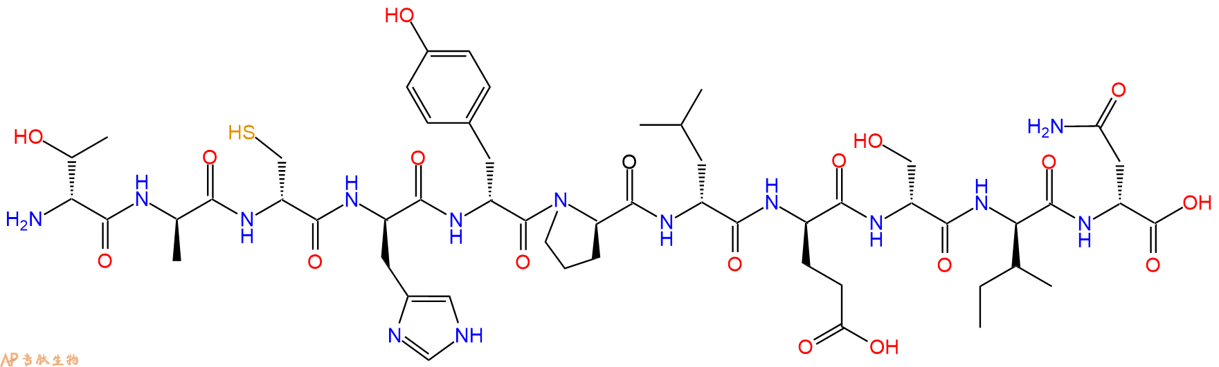 专肽生物产品H2N-DThr-DAla-DCys-DHis-DTyr-DPro-DLeu-DGlu-DSer-DIle-DAsn-OH