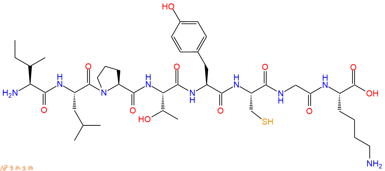 专肽生物产品H2N-Ile-Leu-Pro-Thr-Tyr-Cys-Gly-Lys-OH