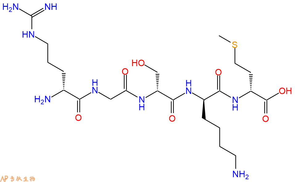 专肽生物产品H2N-DArg-Gly-DSer-DLys-DMet-OH