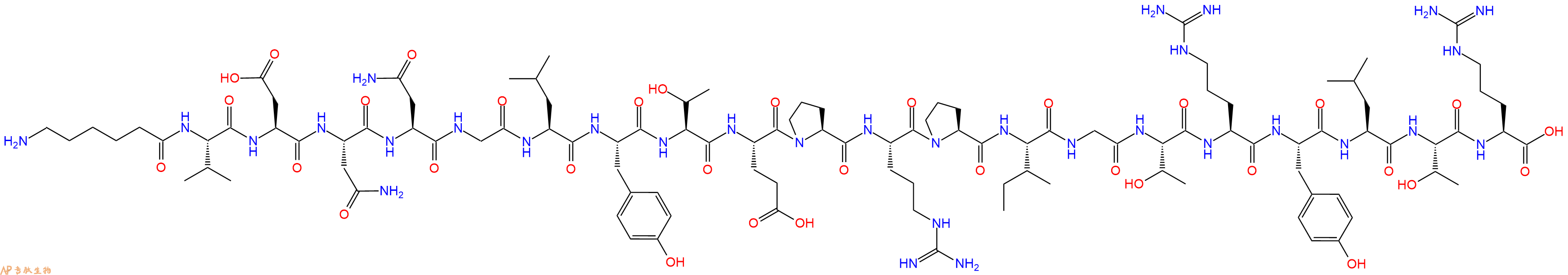 专肽生物产品H2N-Ahx-Val-Asp-Asn-Asn-Gly-Leu-Tyr-Thr-Glu-Pro-Arg-Pro-Ile-Gly-Thr-Arg-Tyr-Leu-Thr-Arg-OH