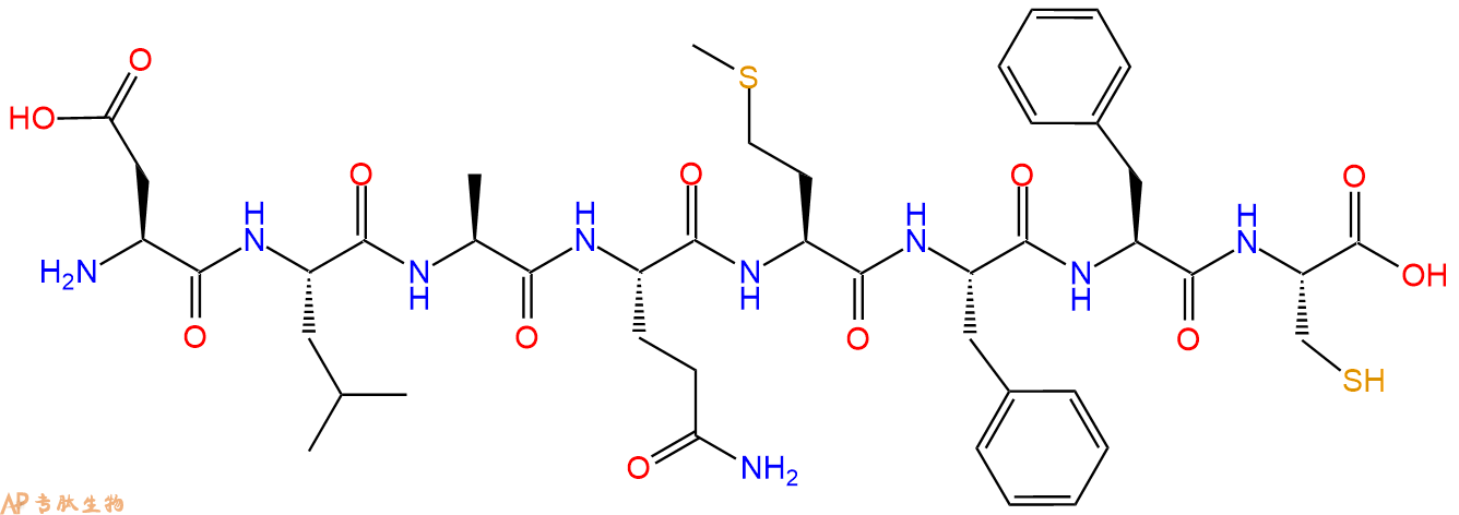 专肽生物产品H2N-Asp-Leu-Ala-Gln-Met-Phe-Phe-Cys-OH