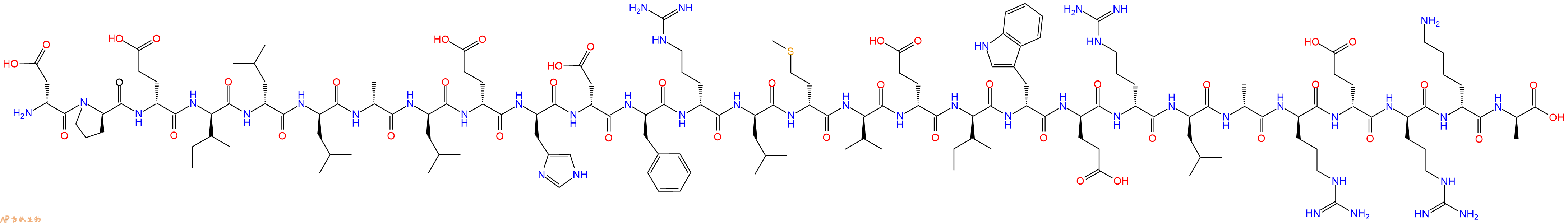 专肽生物产品H2N-DAsp-DPro-DGlu-DIle-DLeu-DLeu-DAla-DLeu-DGlu-DHis-DAsp-DPhe-DArg-DLeu-DMet-DVal-DGlu-DIle-DTrp-DGlu-DArg-DLeu-DAla-DArg-DGlu-DArg-DLys-DAla-OH