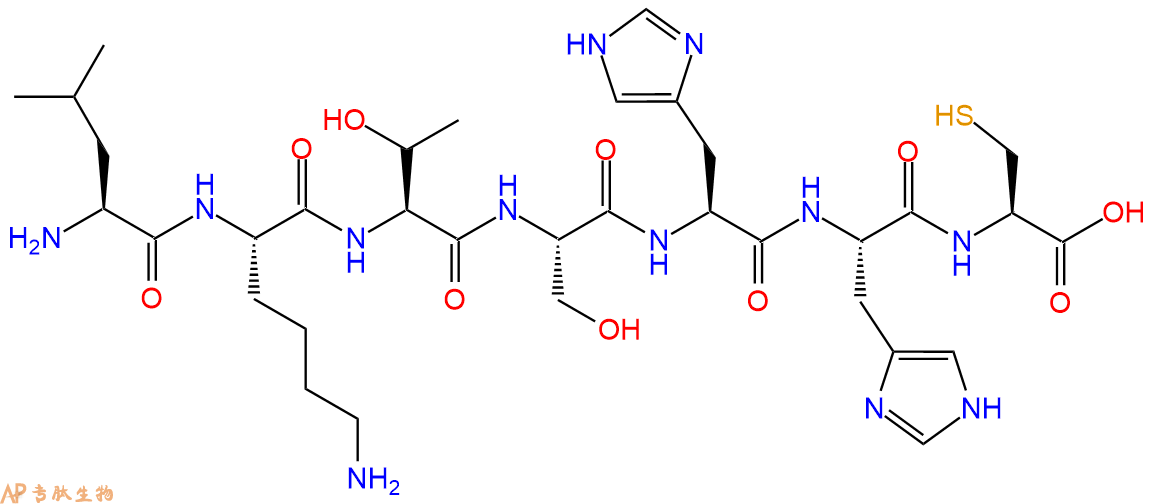 专肽生物产品H2N-Leu-Lys-Thr-Ser-His-His-Cys-OH