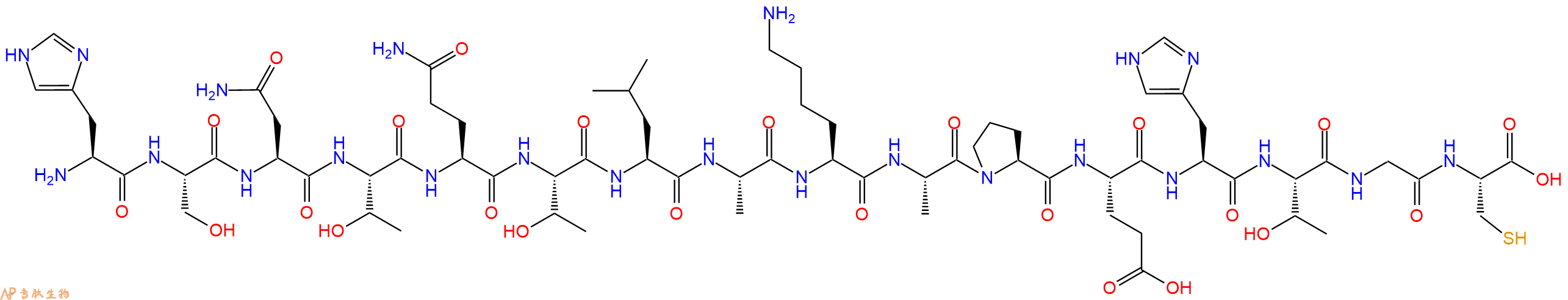 专肽生物产品H2N-His-Ser-Asn-Thr-Gln-Thr-Leu-Ala-Lys-Ala-Pro-Glu-His-Thr-Gly-Cys-OH