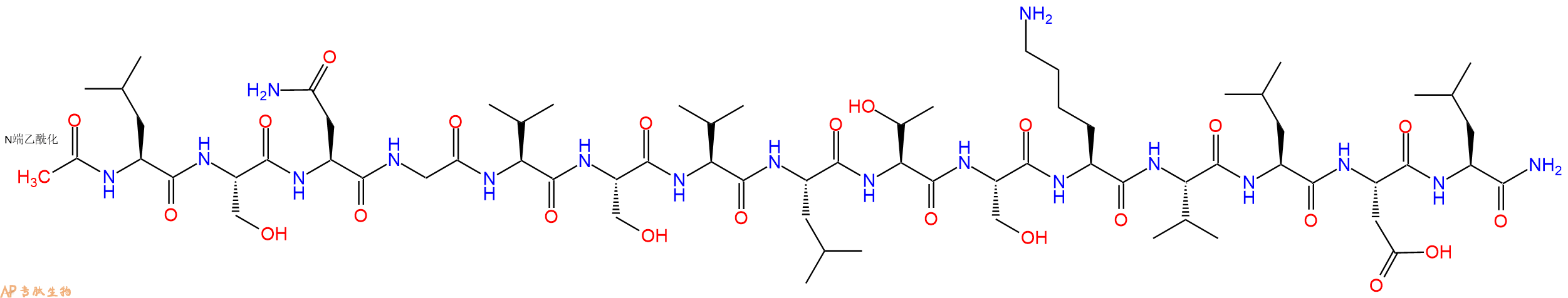 专肽生物产品Ac-Leu-Ser-Asn-Gly-Val-Ser-Val-Leu-Thr-Ser-Lys-Val-Leu-Asp-Leu-NH2