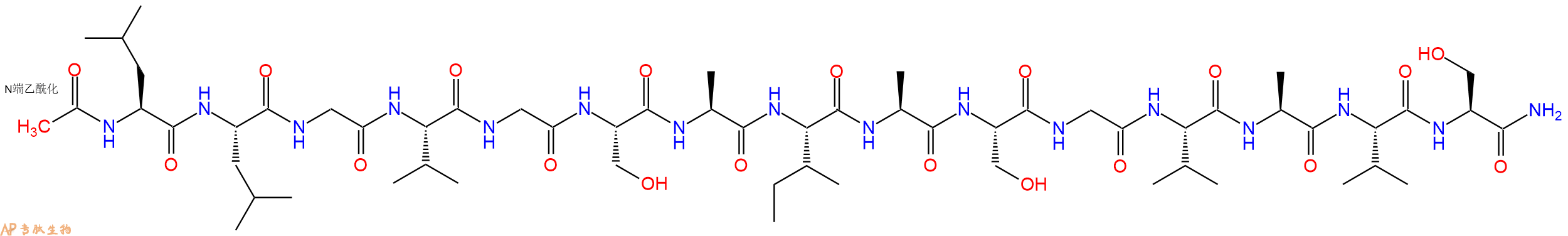 专肽生物产品Ac-Leu-Leu-Gly-Val-Gly-Ser-Ala-Ile-Ala-Ser-Gly-Val-Ala-Val-Ser-NH2