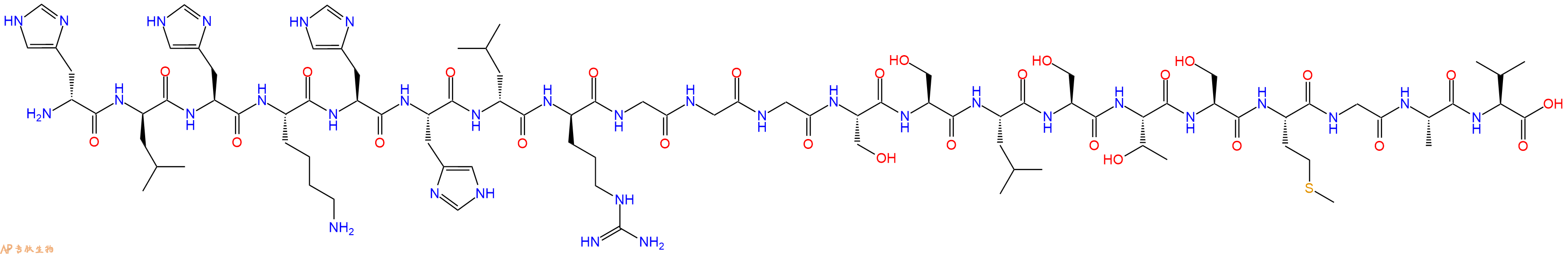 专肽生物产品H2N-DHis-DLeu-His-Lys-His-His-DLeu-DArg-Gly-Gly-Gly-Ser-Ser-Leu-Ser-Thr-Ser-Met-Gly-Ala-Val-OH