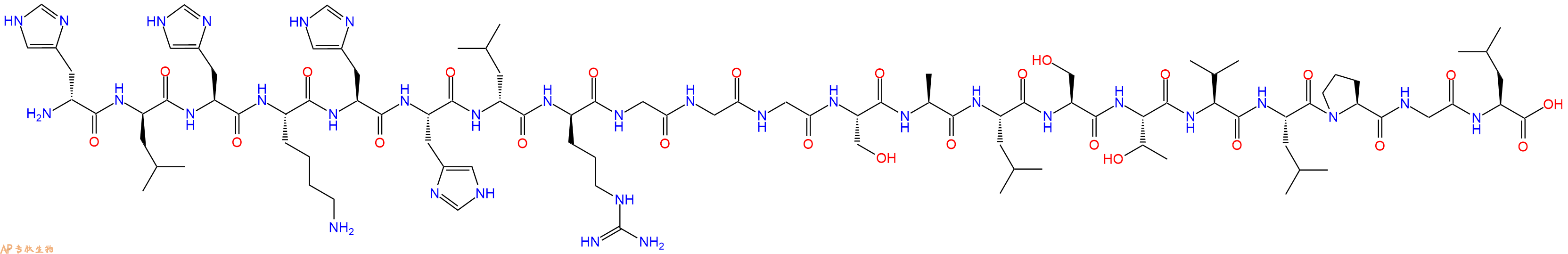 专肽生物产品H2N-DHis-DLeu-His-Lys-His-His-DLeu-DArg-Gly-Gly-Gly-Ser-Ala-Leu-Ser-Thr-Val-Leu-Pro-Gly-Leu-OH