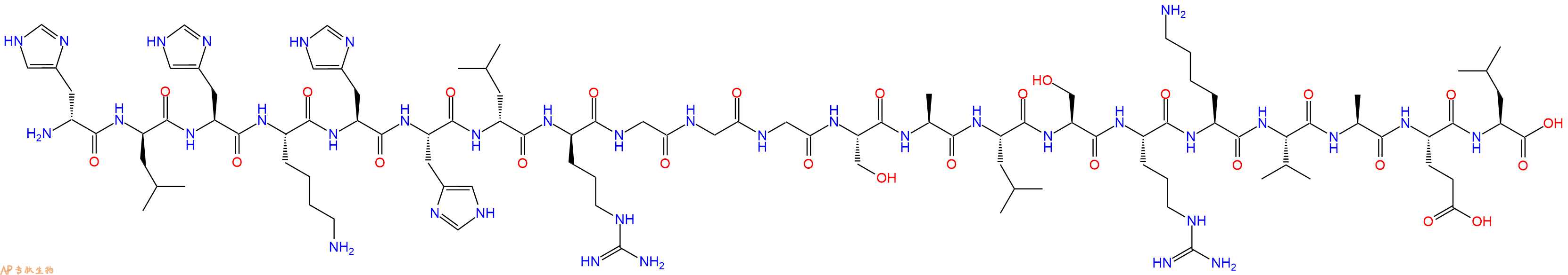 专肽生物产品H2N-DHis-DLeu-His-Lys-His-His-DLeu-DArg-Gly-Gly-Gly-Ser-Ala-Leu-Ser-Arg-Lys-Val-Ala-Glu-Leu-OH