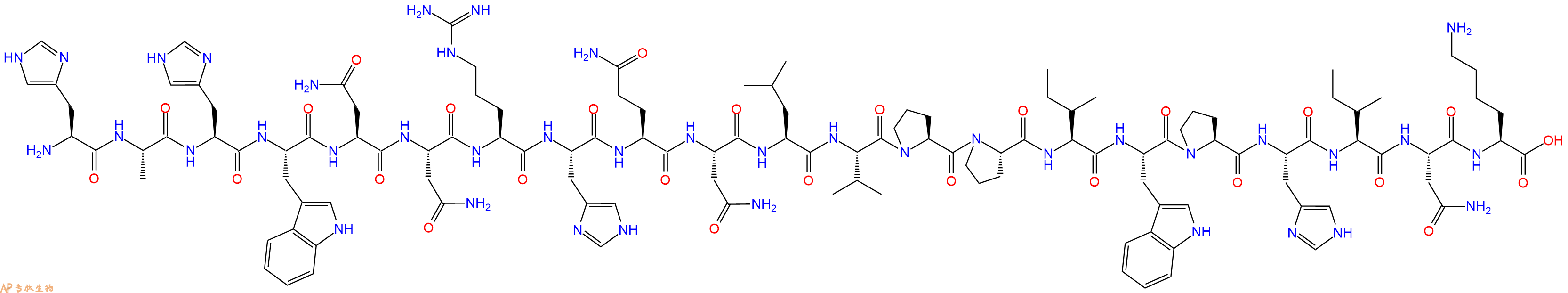 专肽生物产品H2N-His-Ala-His-Trp-Asn-Asn-Arg-His-Gln-Asn-Leu-Val-Pro-Pro-Ile-Trp-Pro-His-Ile-Asn-Lys-OH