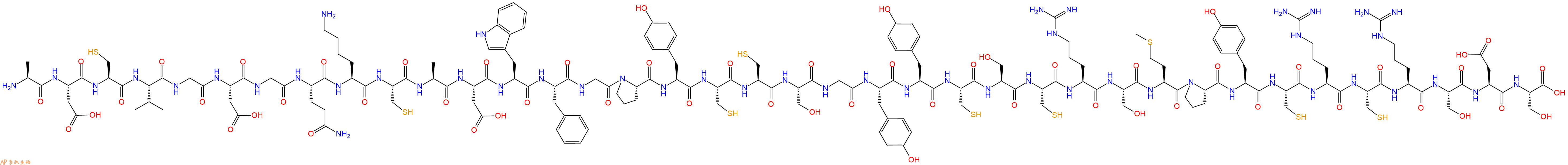 专肽生物产品H2N-Ala-Asp-Cys-Val-Gly-Asp-Gly-Gln-Lys-Cys-Ala-Asp-Trp-Phe-Gly-Pro-Tyr-Cys-Cys-Ser-Gly-Tyr-Tyr-Cys-Ser-Cys-Arg-Ser-Met-Pro-Tyr-Cys-Arg-Cys-Arg-Ser-Asp-Ser-OH