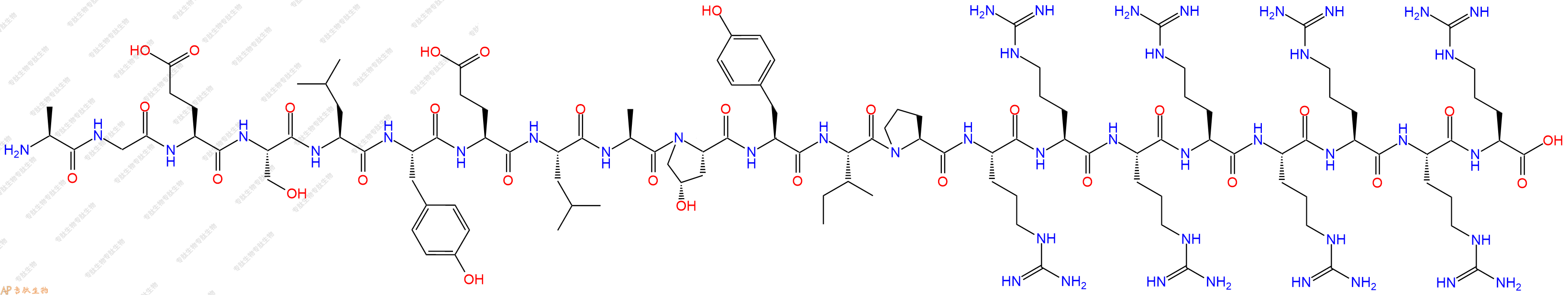 专肽生物产品H2N-Ala-Gly-Glu-Ser-Leu-Tyr-Glu-Leu-Ala-Hyp-Tyr-Ile-Pro-Arg-Arg-Arg-Arg-Arg-Arg-Arg-Arg-OH